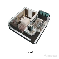 ЖК Модерн — 1-ком 48 м² (от 21 600 000 тг)