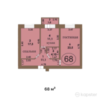 ЖК Модерн — 2-ком 68 м² (от 30 600 000 тг)
