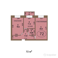 ЖК Модерн — 2-ком 72 м² (от 32 400 000 тг)