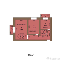 ЖК Модерн — 2-ком 75 м² (от 33 750 000 тг)