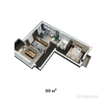 ЖК Модерн — 3-ком 99 м² (от 39 600 000 тг)