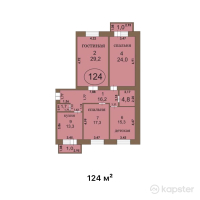 ЖК Модерн — 4-ком 124 м² (от 49 600 000 тг)