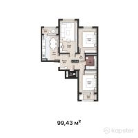 ЖК Өner — 3-ком 99,4 м² (от 42 458 797 тг)
