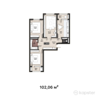 ЖК Өner — 3-ком 102,1 м² (от 43 581 865 тг)