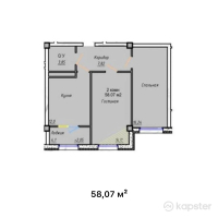ЖК Astoria — 2-ком 58,1 м² (от 30 196 400 тг)