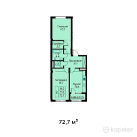 ЖК Atameken Premium — 2-ком 72,7 м² (от 32 715 000 тг)