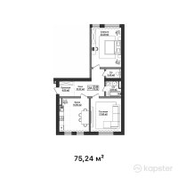 ЖК Birmingham — 2-ком 75,2 м² (от 21 819 700 тг)