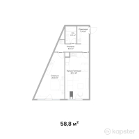 ЖК RAMS Saiahat — 2-ком 58.8 м² (от 38,102,400 тг)