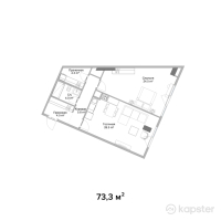 ЖК RAMS Saiahat — 2-ком 73.3 м² (от 47,498,400 тг)