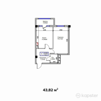 ЖК Самал — 1-ком 43,8 м² (от 13 584 200 тг)