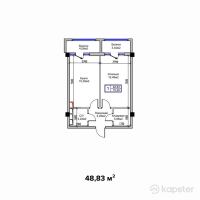 ЖК Самал — 1-ком 48,8 м² (от 15 137 300 тг)