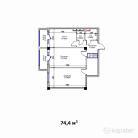 ЖК Самал — 2-ком 74,4 м² (от 23 064 000 тг)