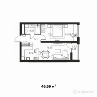 ЖК Meridian Apartments — 2-ком 46,6 м² (null)
