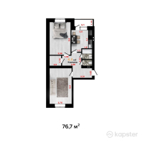 ЖК Park House — 2-ком 76,7 м² (от 29 529 500 тг)