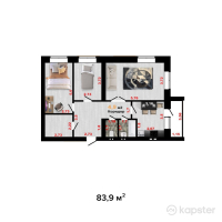 ЖК Park House — 3-ком 83,9 м² (от 32 301 500 тг)
