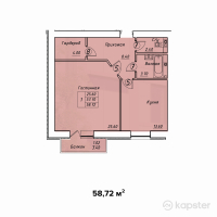 ЖК Diamond — 1-ком 58,7 м² (от 24 662 500 тг)
