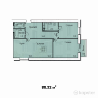 ЖК Diamond — 3-ком 88,3 м² (от 37 094 500 тг)