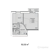 ЖК Diamond — 1-ком 52,3 м² (от 21 974 500 тг)