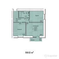 ЖК Diamond — 2-ком 59,1 м² (от 24 830 500 тг)