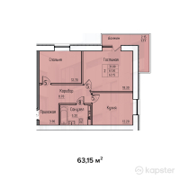 ЖК Diamond — 2-ком 63,2 м² (от 26 523 000 тг)