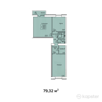 ЖК Diamond — 2-ком 79,3 м² (от 31 728 000 тг)