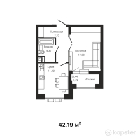 ЖК Talmas — 1-ком 42,2 м² (от 25 524 950 тг)