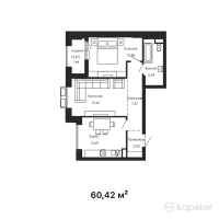 ЖК Talmas — 2-ком 60,4 м² (от 36 554 100 тг)