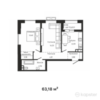ЖК Talmas — 2-ком 63,2 м² (от 38 223 900 тг)