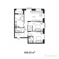 ЖК Talmas — 3-ком 106,5 м² (от 64 450 650 тг)