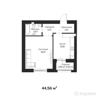 ЖК Manar — 1-ком 44,6 м² (от 23 616 800 тг)