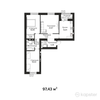 ЖК Manar — 3-ком 97,4 м² (от 51 637 900 тг)