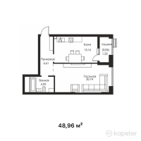 ЖК Gasyr — 1-ком 49 м² (от 21 052 800 тг)