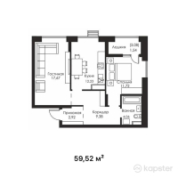 ЖК Gasyr — 2-ком 59,5 м² (от 23 331 072 тг)