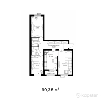 ЖК Seifullin — 3-ком 99,4 м² (от 67 558 000 тг)