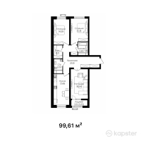 ЖК Seifullin — 3-ком 99,6 м² (от 67 734 800 тг)