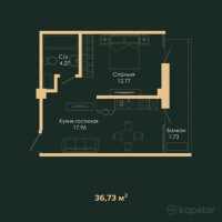 ЖК Apple Park — 1-ком 36,7 м² (от 24 058 150 тг)