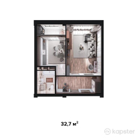 ЖК Каспий — 1-ком 32,7 м² (от 9 810 000 тг)