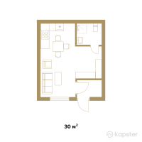 КГ Akbota Village — 1-ком 30 м² (от 13 500 000 тг)