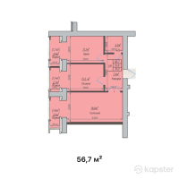 ЖК CHICAGO — 2-ком 56,7 м² (от 21 546 000 тг)
