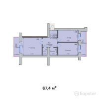 ЖК CHICAGO — 2-ком 67,4 м² (от 25 612 000 тг)