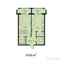 ЖК Caspian Park — 1-ком 57,9 м² (от 21 720 000 тг)