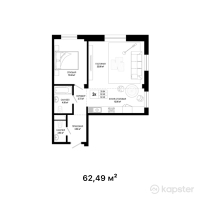 КД Citadel — 2-ком 62,5 м² (от 26 245 800 тг)