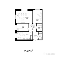 КД Citadel — 4-ком 74,3 м² (от 31 193 400 тг)