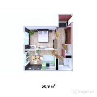 ЖК Nuria 2.0 — 1-ком 50,9 м² (null)