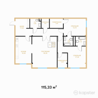 ЖК Alma Tau Residence — 3-ком 115,3 м² (от 126 863 000 тг)