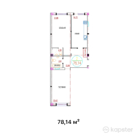 ЖК Hayat River — 2-ком 78,1 м² (от 35 163 000 тг)