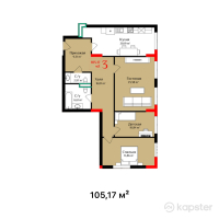 ЖК AB-Residence — 3-ком 105,2 м² (от 70 463 900 тг)