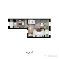 ЖК SATYM — 2-ком 70,1 м² (от 18 226 000 тг)