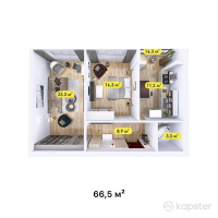 ЖК Бруклин — 2-ком 66,5 м² (от 31 255 000 тг)