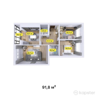 ЖК Бруклин — 3-ком 91,8 м² (от 43 146 000 тг)